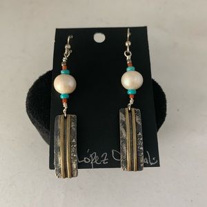 Pearl Earrings with Gold and Silver Metal Work